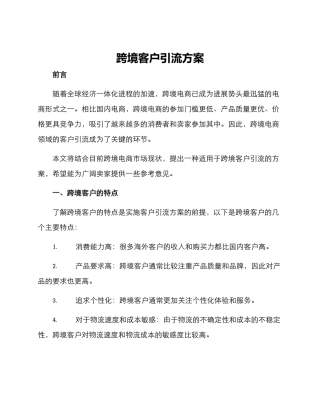 跨境客户引流方案