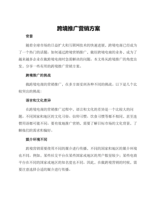 跨境推广营销方案