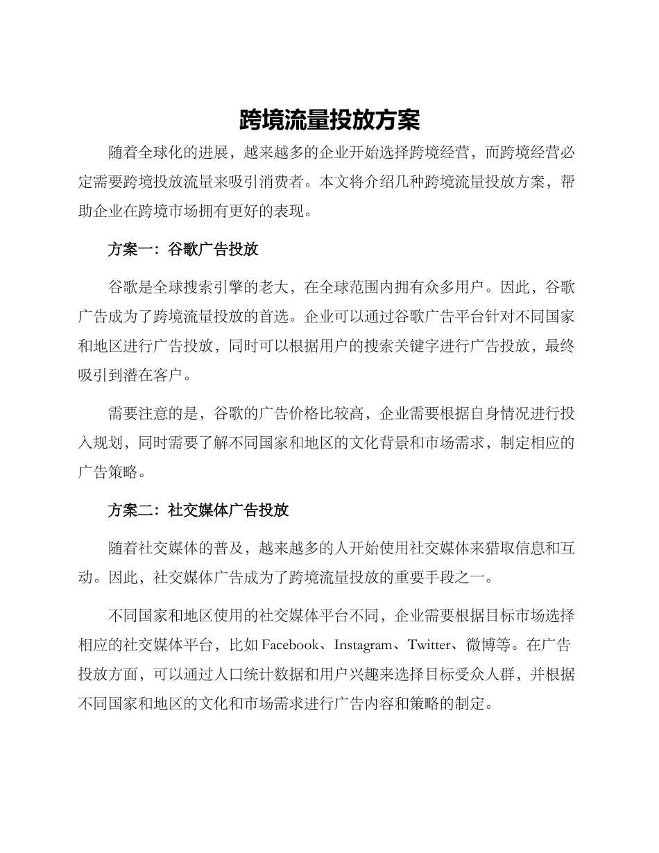 跨境流量投放方案_第1页