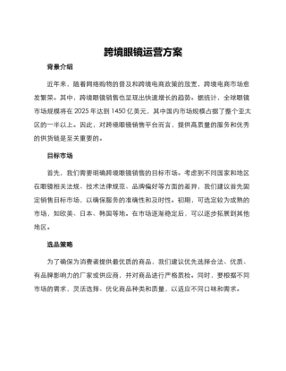 跨境眼镜运营方案