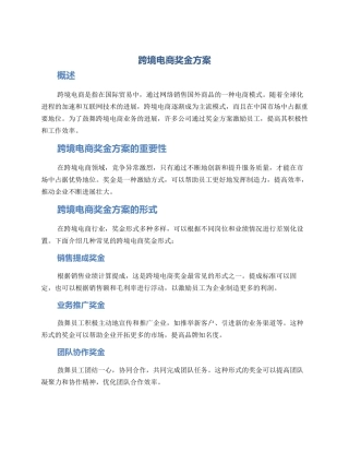 跨境电商奖金方案