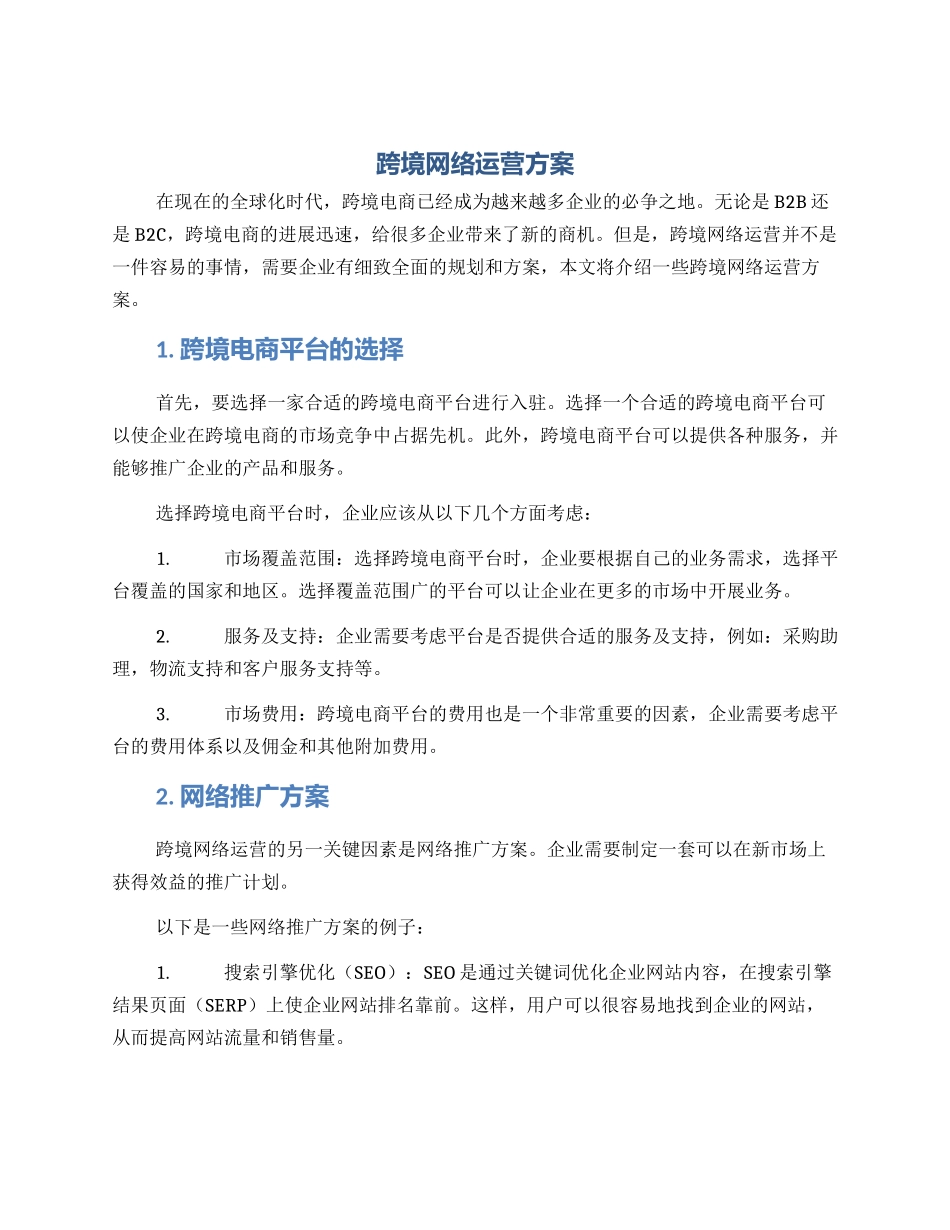 跨境网络运营方案_第1页