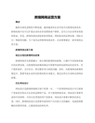 跨境网商运营方案