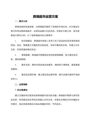 跨境超市运营方案