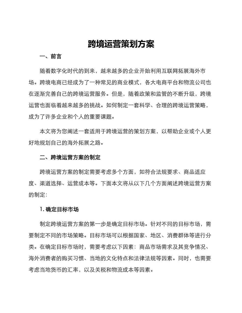 跨境运营策划方案_第1页