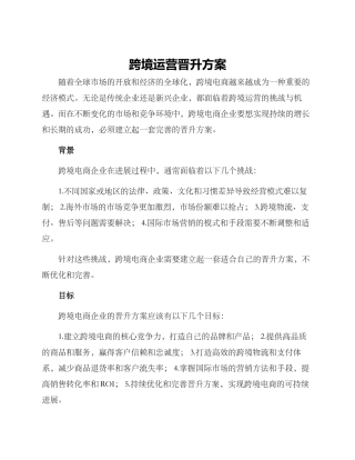 跨境运营晋升方案