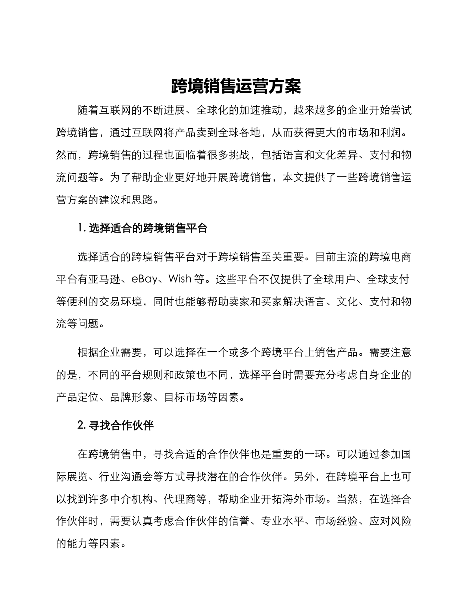 跨境销售运营方案_第1页