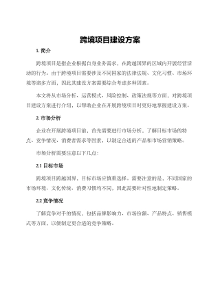 跨境项目建设方案
