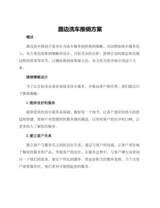 路边洗车推销方案