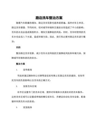路边洗车整治方案