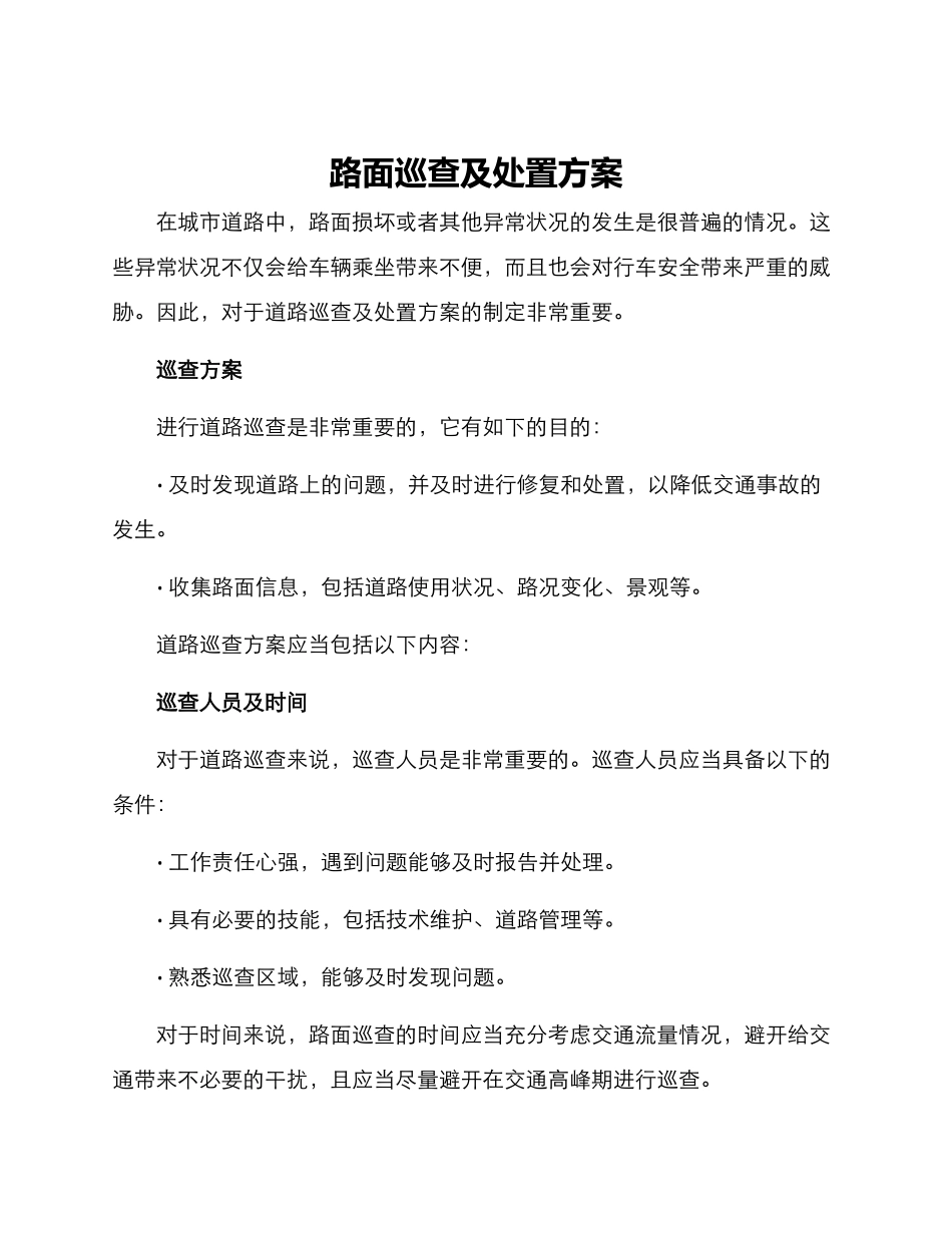 路面巡查及处置方案_第1页