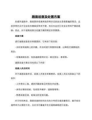 路面巡查及处置方案