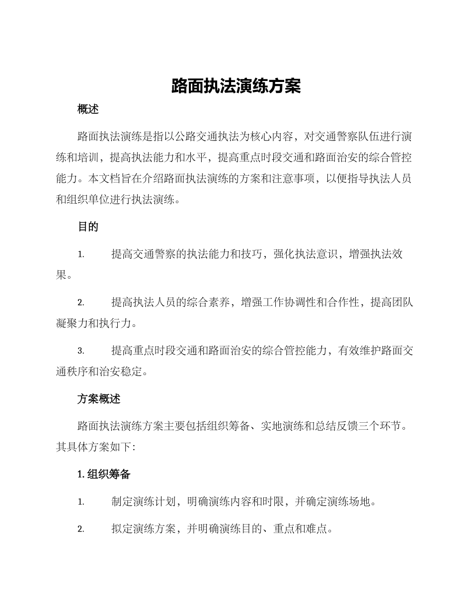 路面执法演练方案_第1页