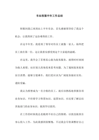 车站客服半年工作总结