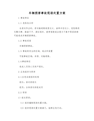车辆伤害事故现场处置方案