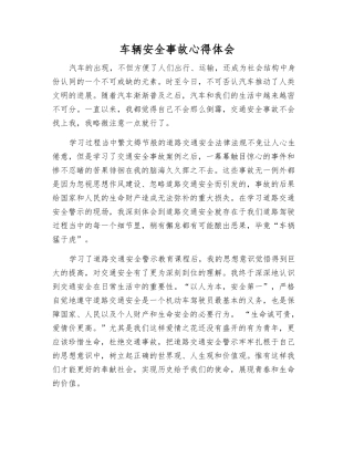 车辆安全事故心得体会