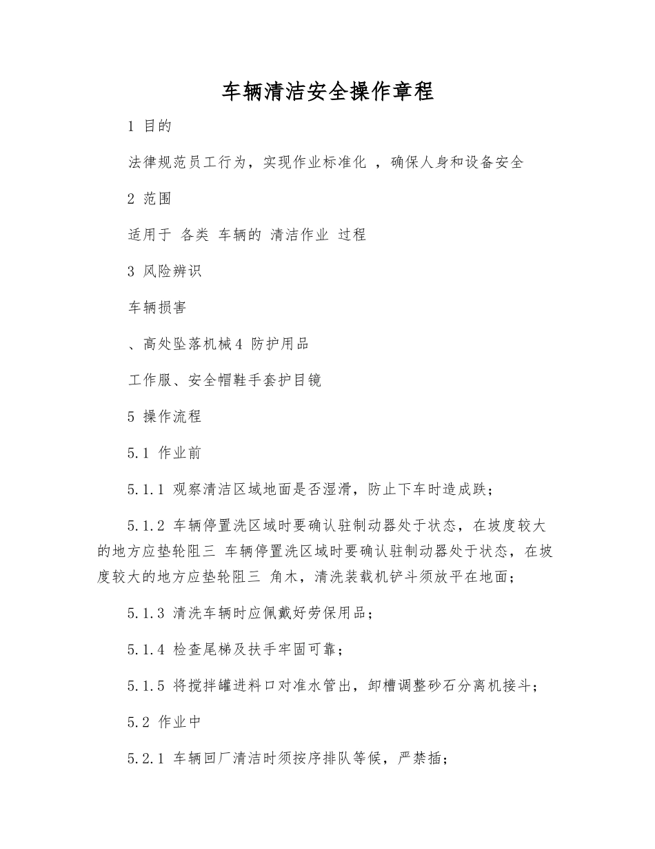 车辆清洁安全操作规程_第1页
