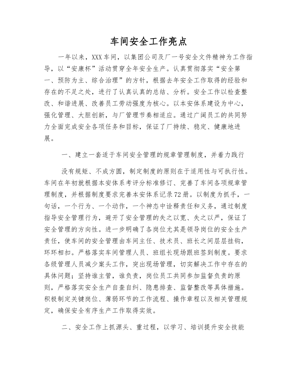 车间安全工作亮点_第1页