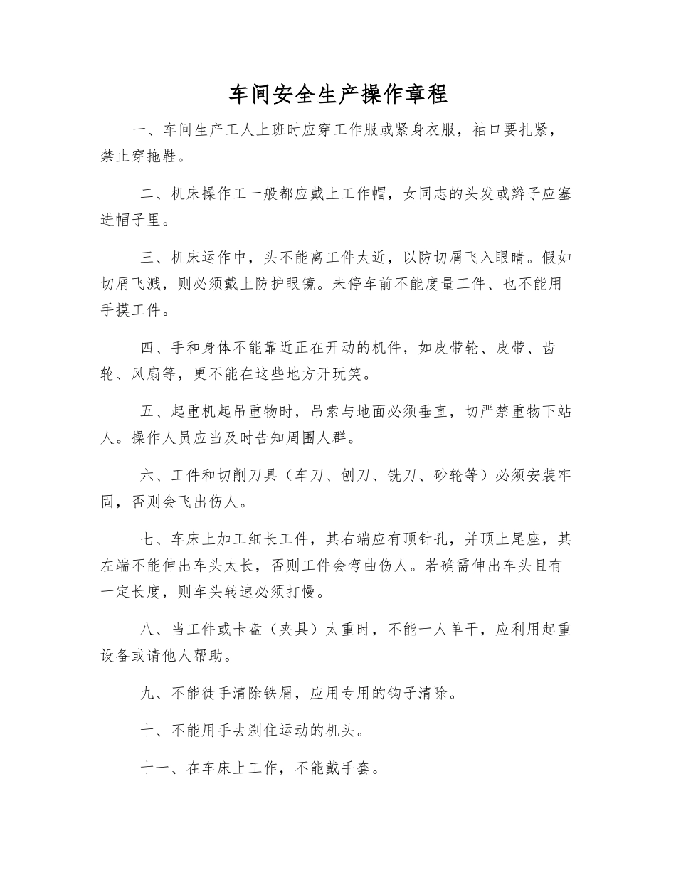 车间安全生产操作规程_第1页