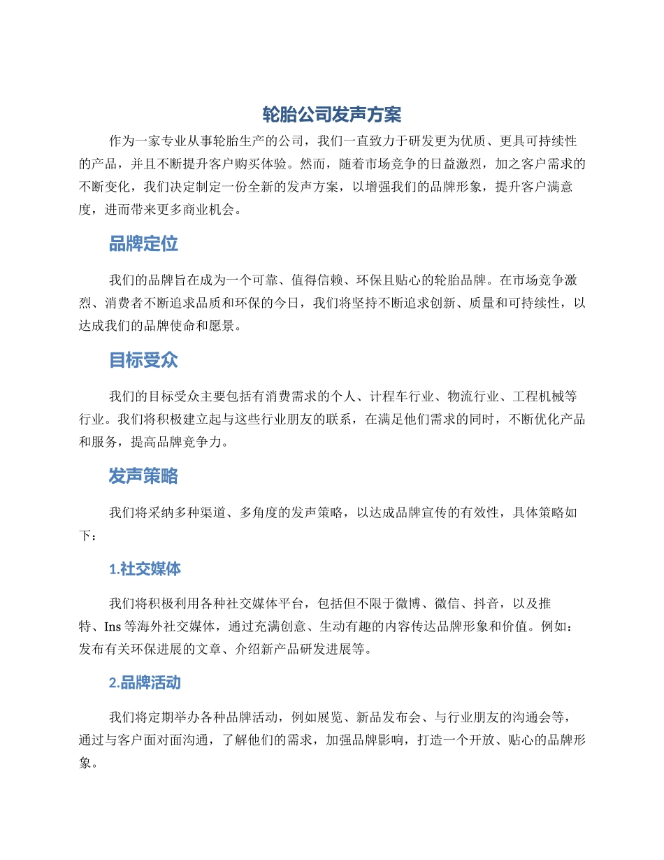 轮胎公司发声方案_第1页