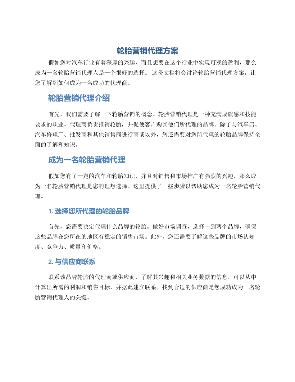 轮胎营销代理方案_第1页
