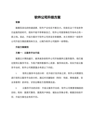 软件公司升级方案