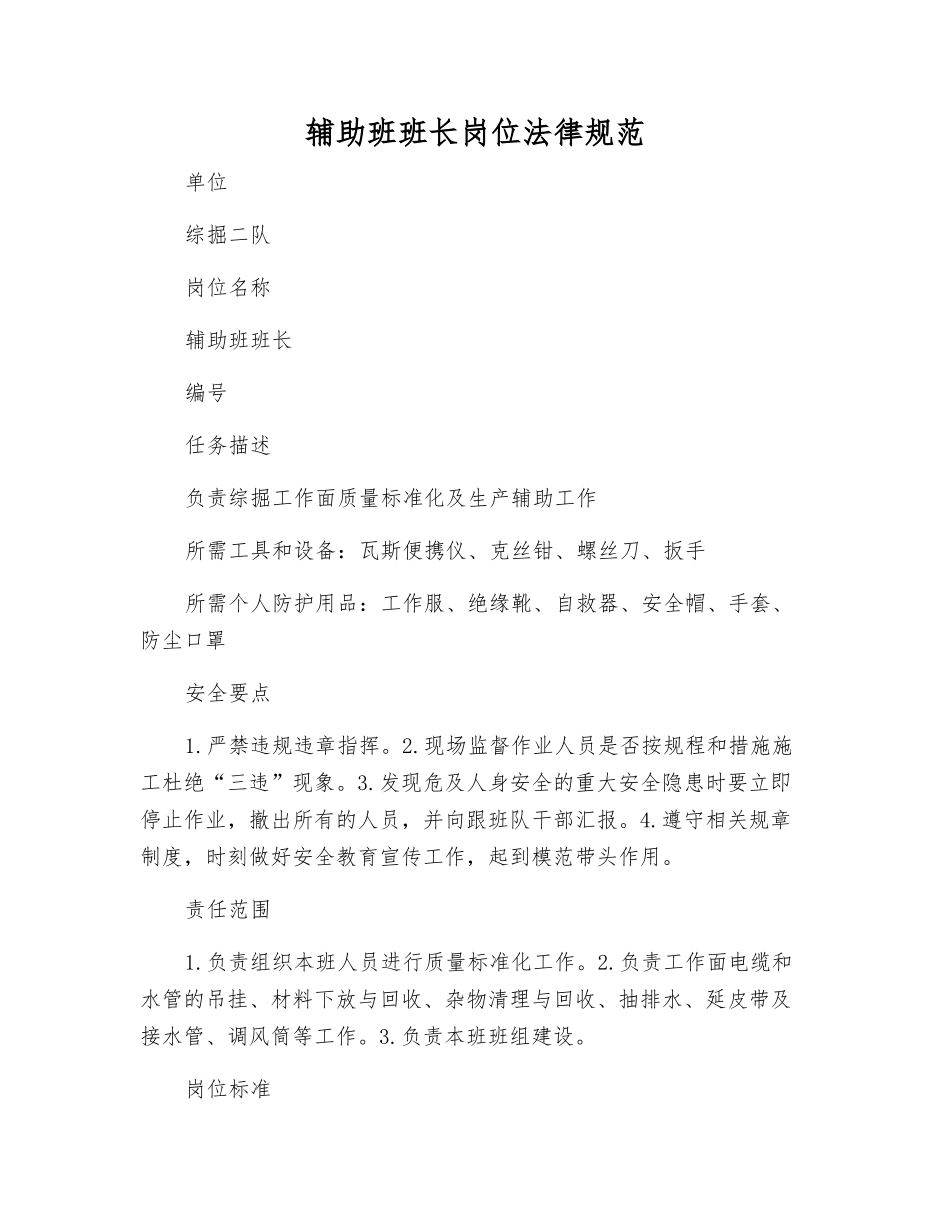 辅助班班长岗位规范_第1页