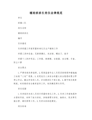 辅助班班长岗位规范
