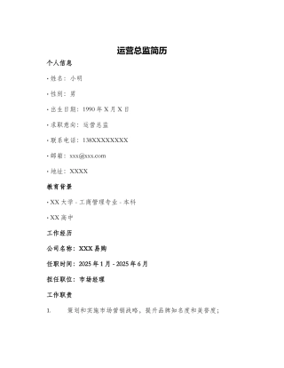 运营总监简历