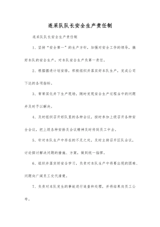 连采队队长安全生产责任制
