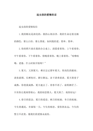 追女孩的爱情的话