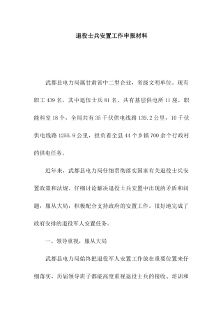 退役士兵安置工作申报材料