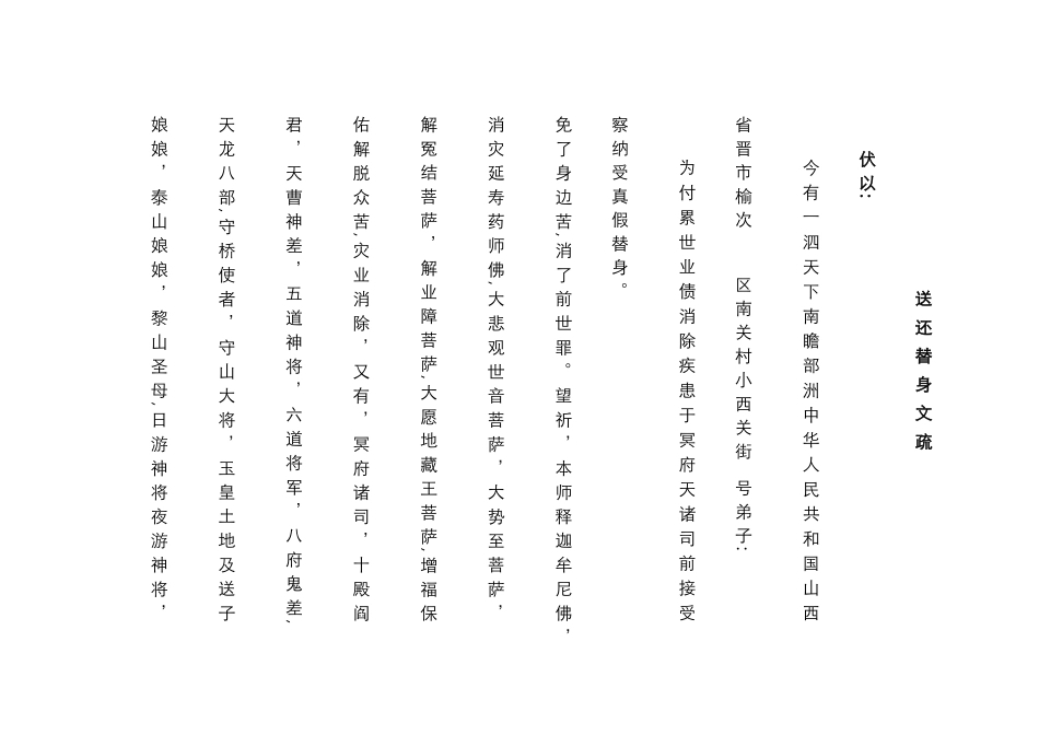 送-还-替-身-文-疏_第1页