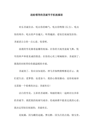 送给领导的圣诞节手机祝福语