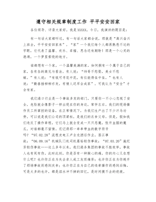 遵章守纪工作-平平安安回家