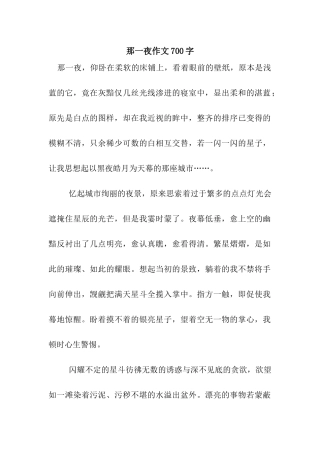 那一夜作文700字