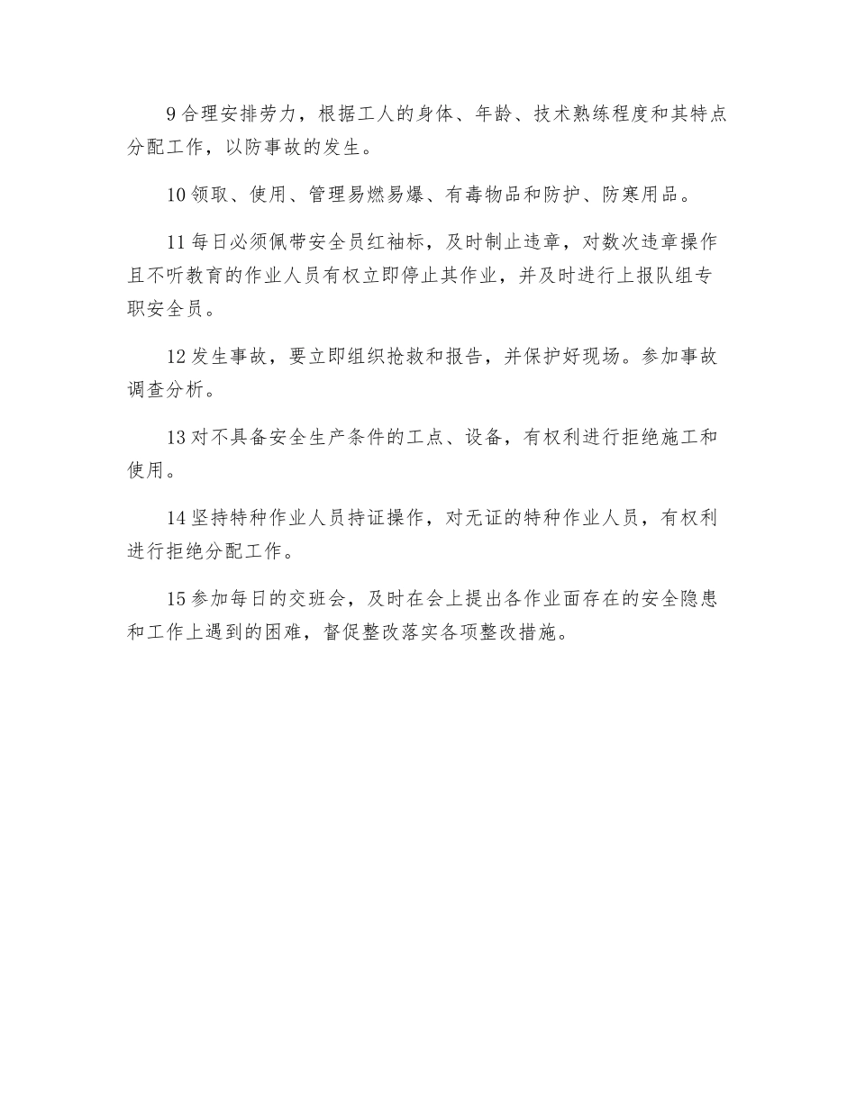 部门安全员、劳务队组各班组长兼兼职安全员安全生产岗位职责_第2页