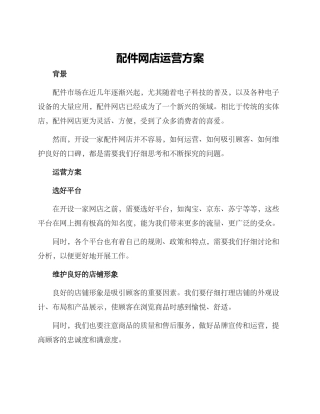 配件网店运营方案