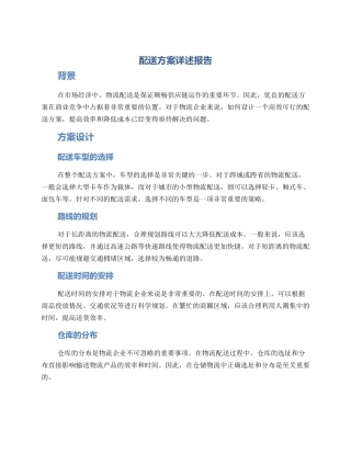 配送方案详述报告