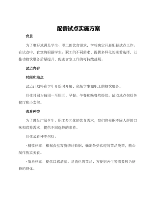 配餐试点实施方案