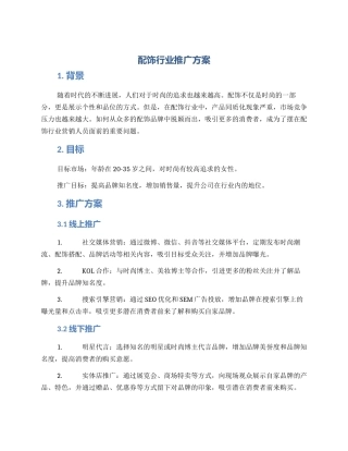 配饰行业推广方案