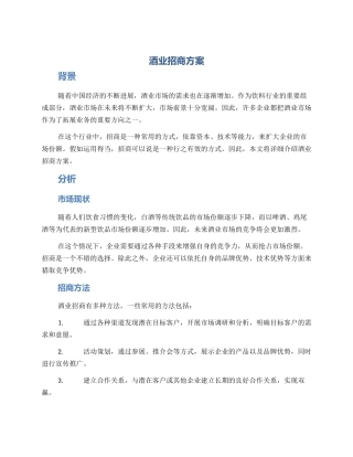酒业招商方案