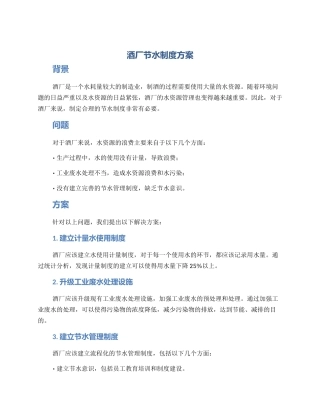 酒厂节水制度方案