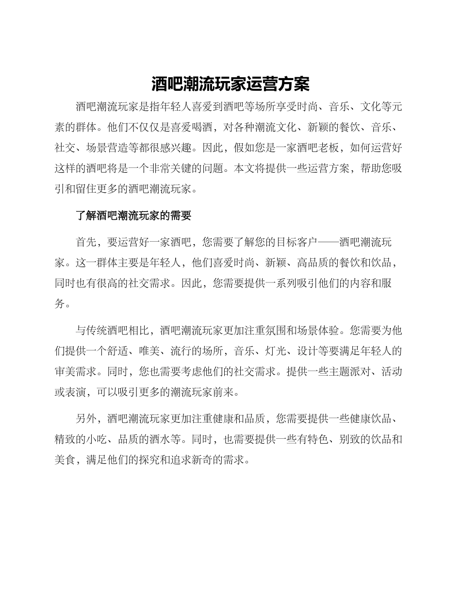 酒吧潮流玩家运营方案_第1页