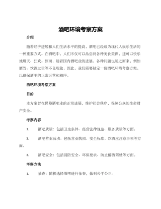 酒吧环境考察方案