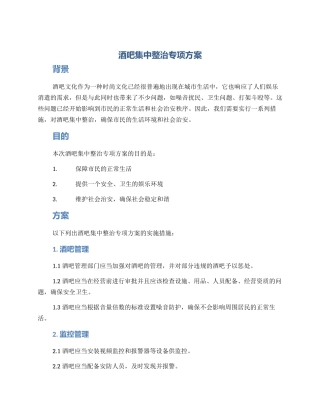 酒吧集中整治专项方案