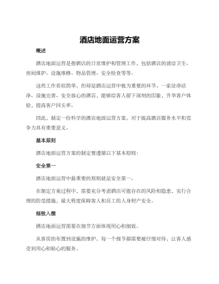 酒店地面运营方案