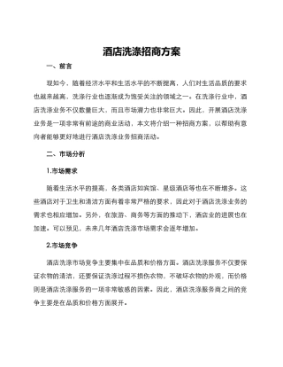 酒店洗涤招商方案