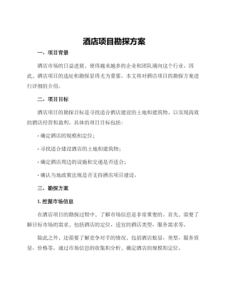 酒店项目勘探方案