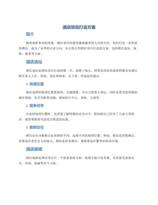 酒店项目打造方案